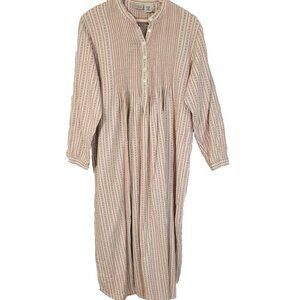 Vintage LL Bean Nightgown Size Large Dobby Pinstripes Flannel Cottagecore Granny